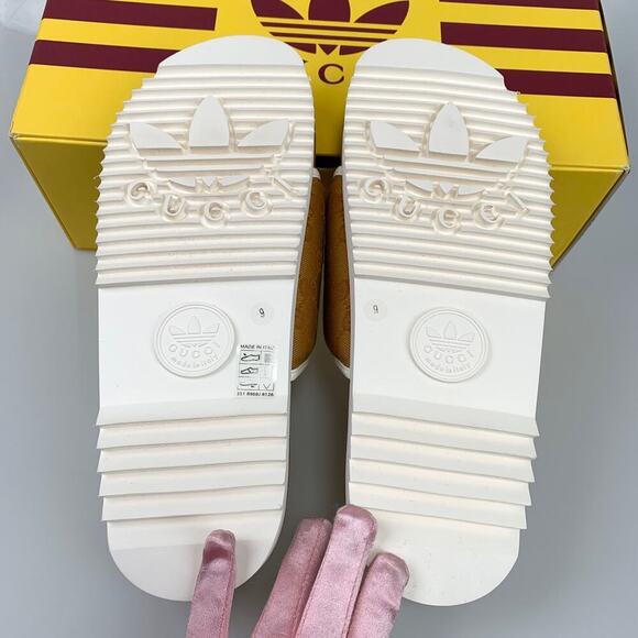 NIB Gucci X Adidas Men's Slide Sandal In Brown US 9 - Picture 6 of 11